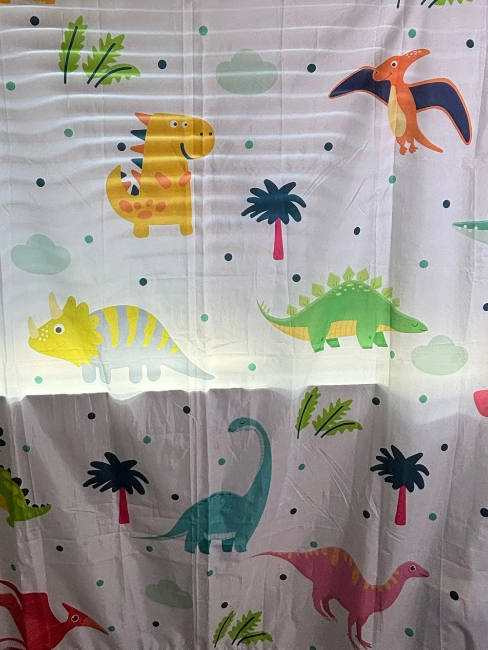 Colorful Dinosaur Kids Shower Curtain 70” x 70” | Waterproof | Bathroom Decor
